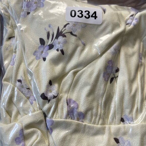 Aritzia SUNDEH Zane puff-sleeve Cottagecore floral butter yellow dress SZ Medium - Picture 16 of 16